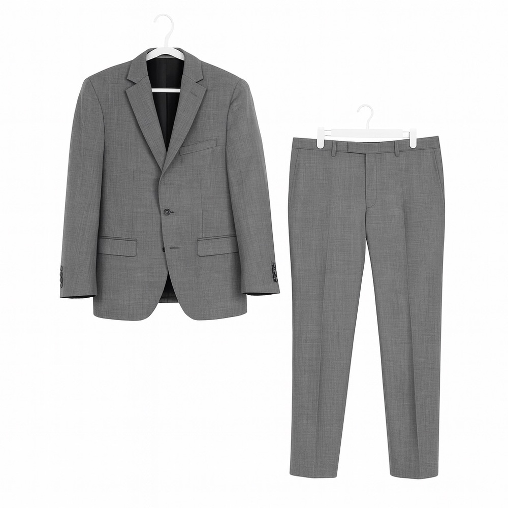 Zara Man Tailored Fit Gray Wool Suit Blazer 44 / Pants 34
